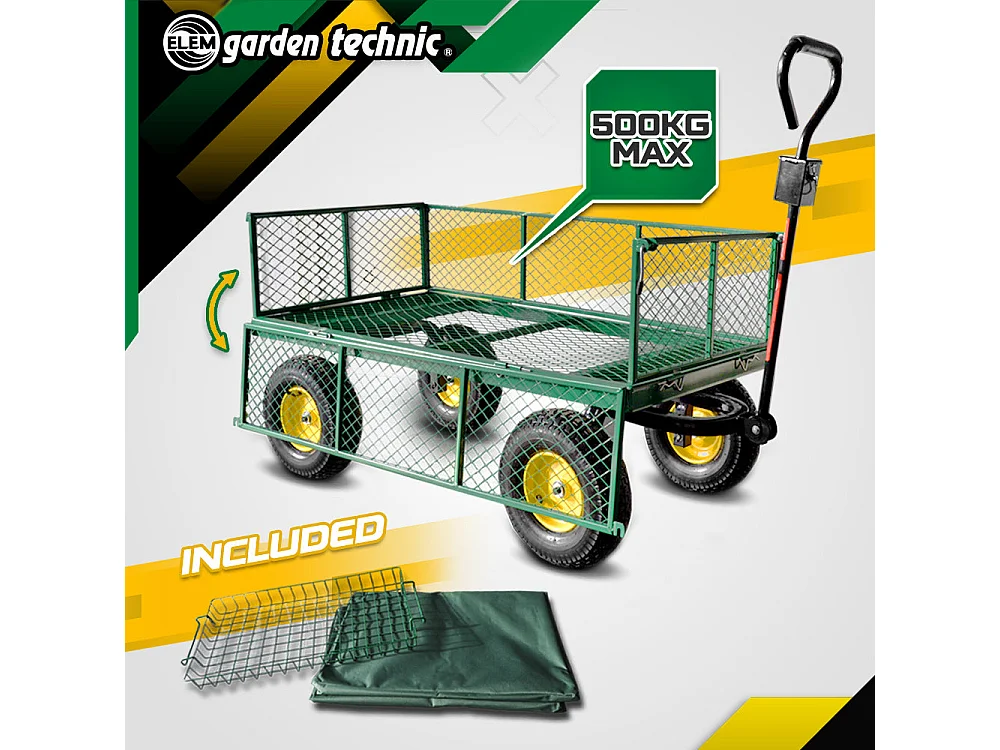 Chariot de jardin en acier 138 x 62 x 68 cm - Elem Garden Technic