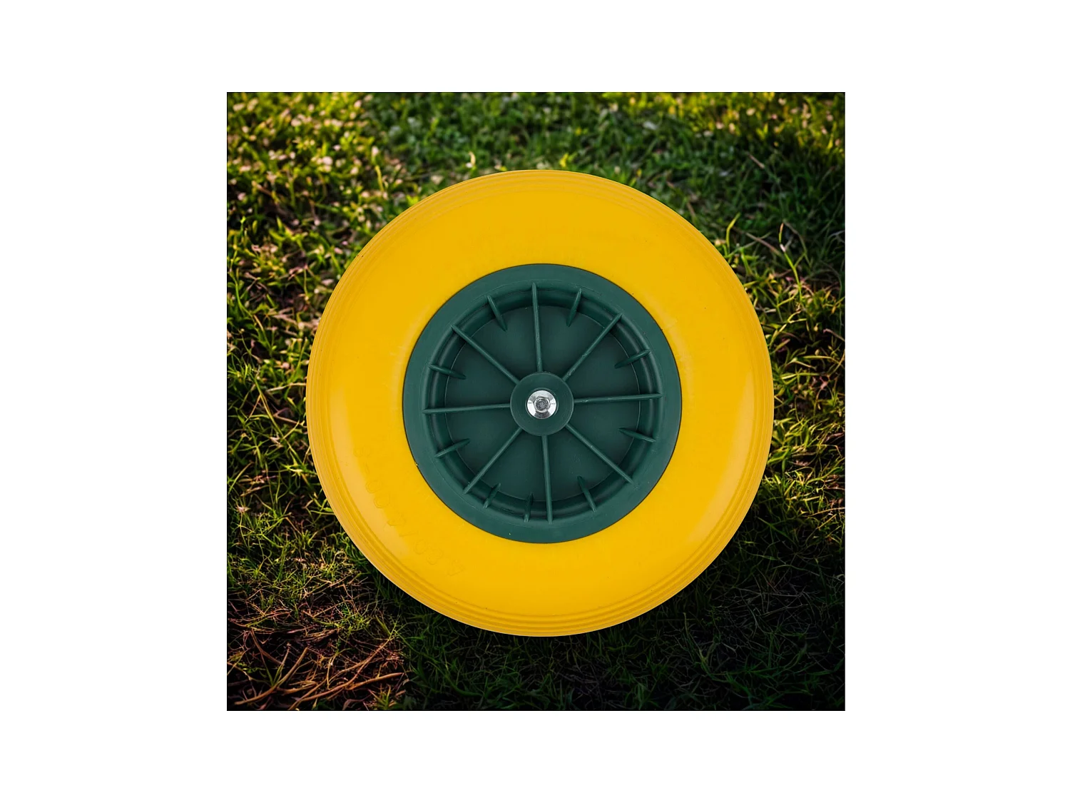 Roue pleine pour brouette – Jaune – Avec axe