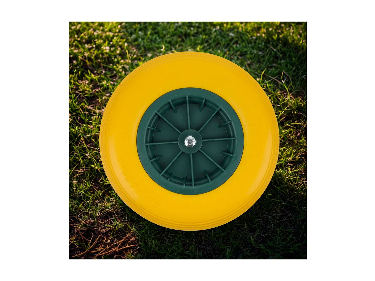 Roue pleine pour brouette – Jaune – Avec axe