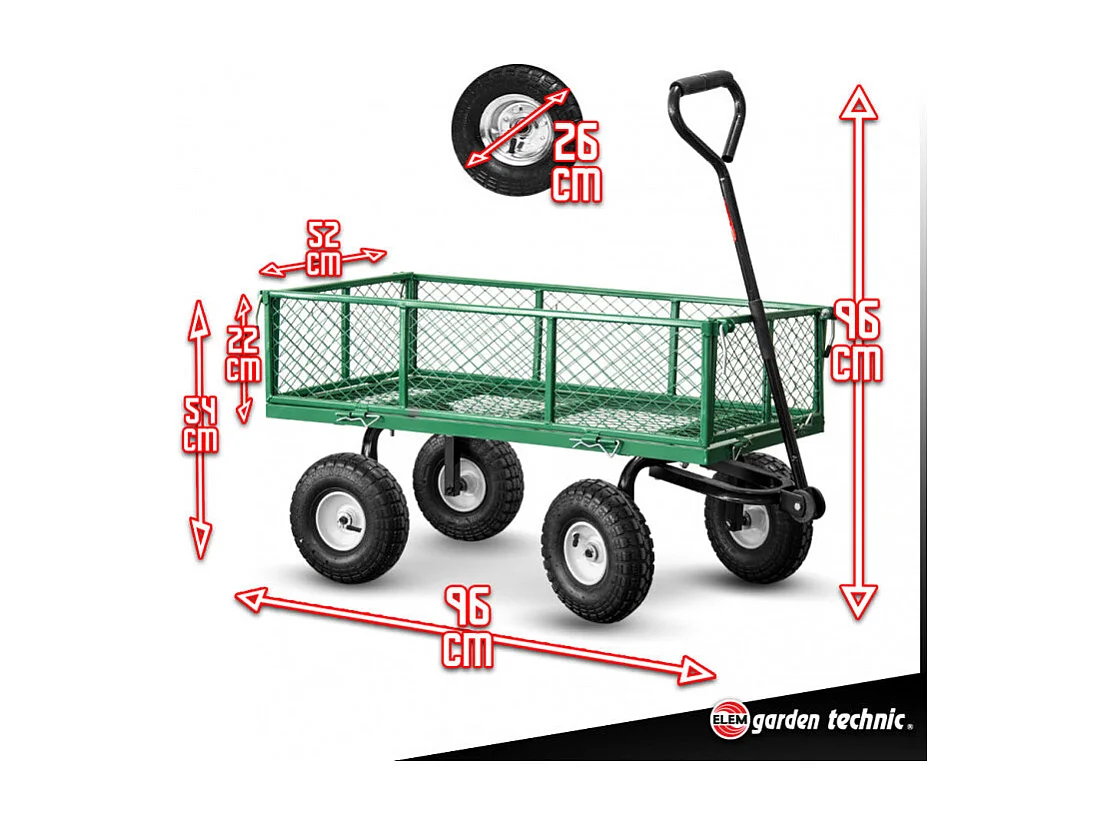Chariot de jardin en acier 97 x 52 x 59 cm - Elem Garden Technic