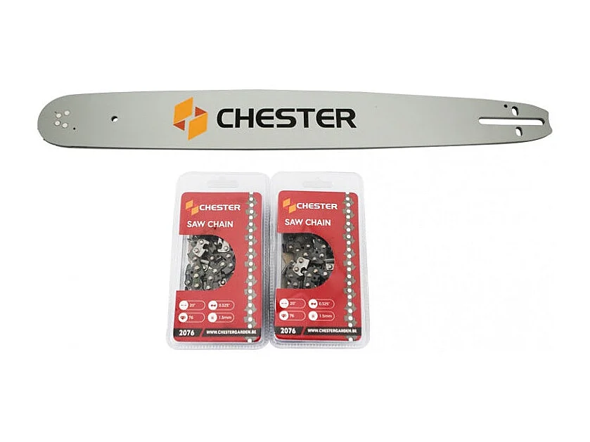 Guide 18'' (45 cm) + 2 chaînes 72 maillons pour tronçonneuse - CHESTER