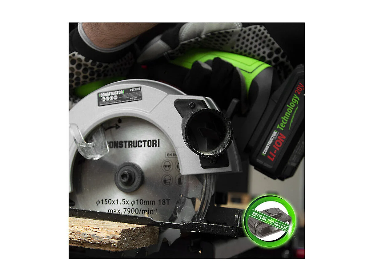 Draadloze cirkelzaag 20 V - Zonder batterij - Constructor
