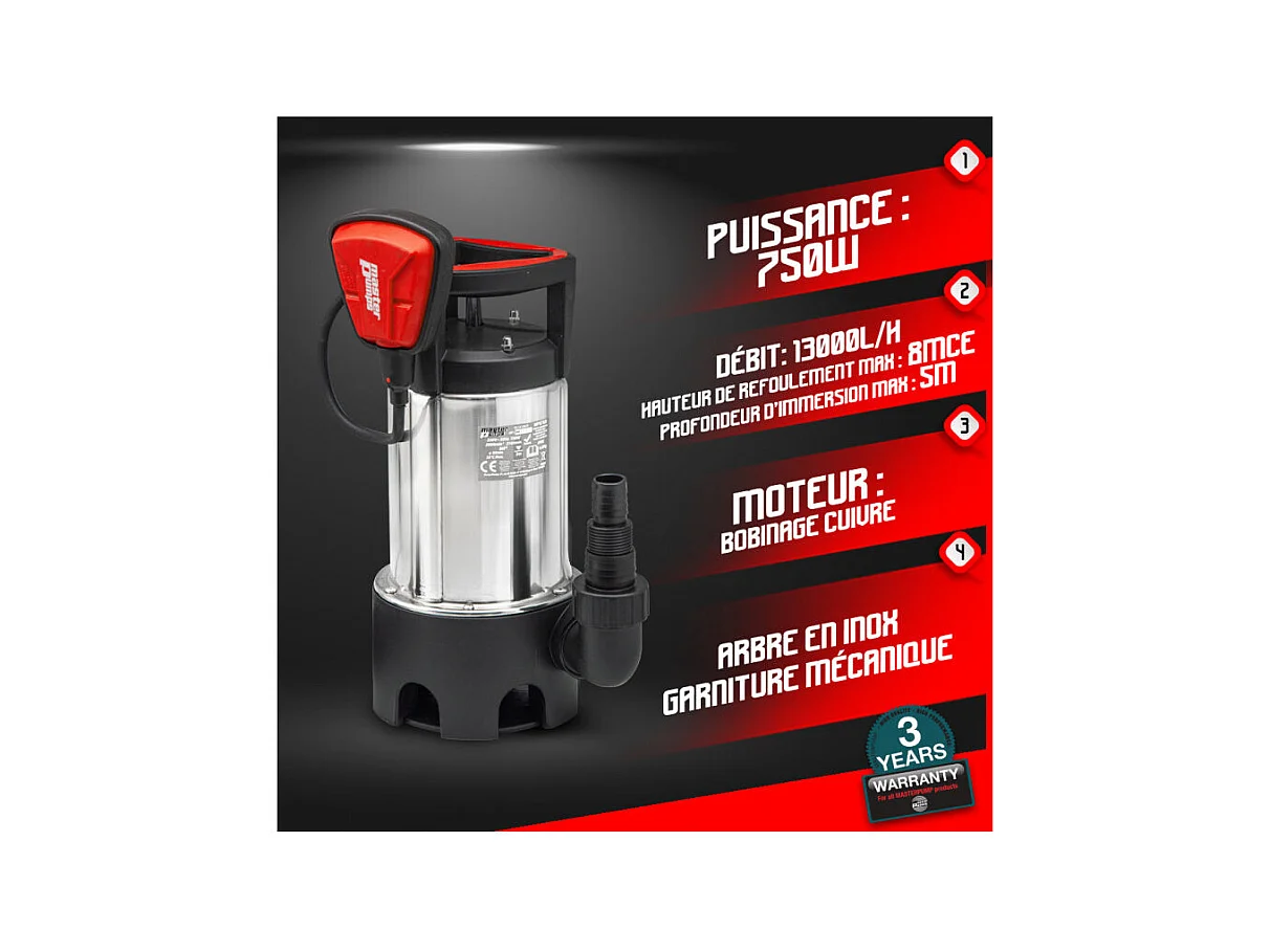 Pompe vide cave eaux chargées 750W - Master Pumps
