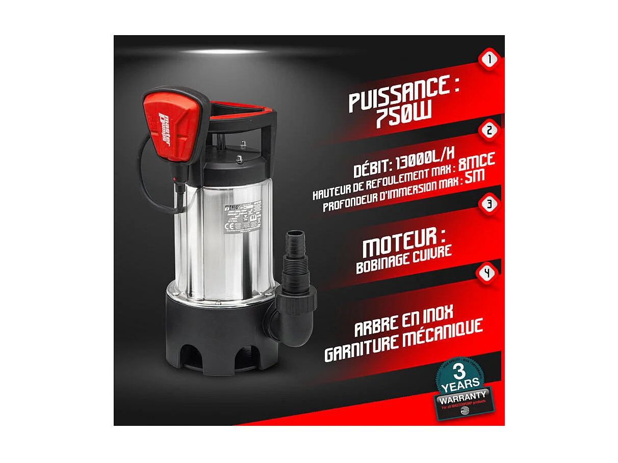 Waterpomp voor kelderlediging 750W - Master Pumps
