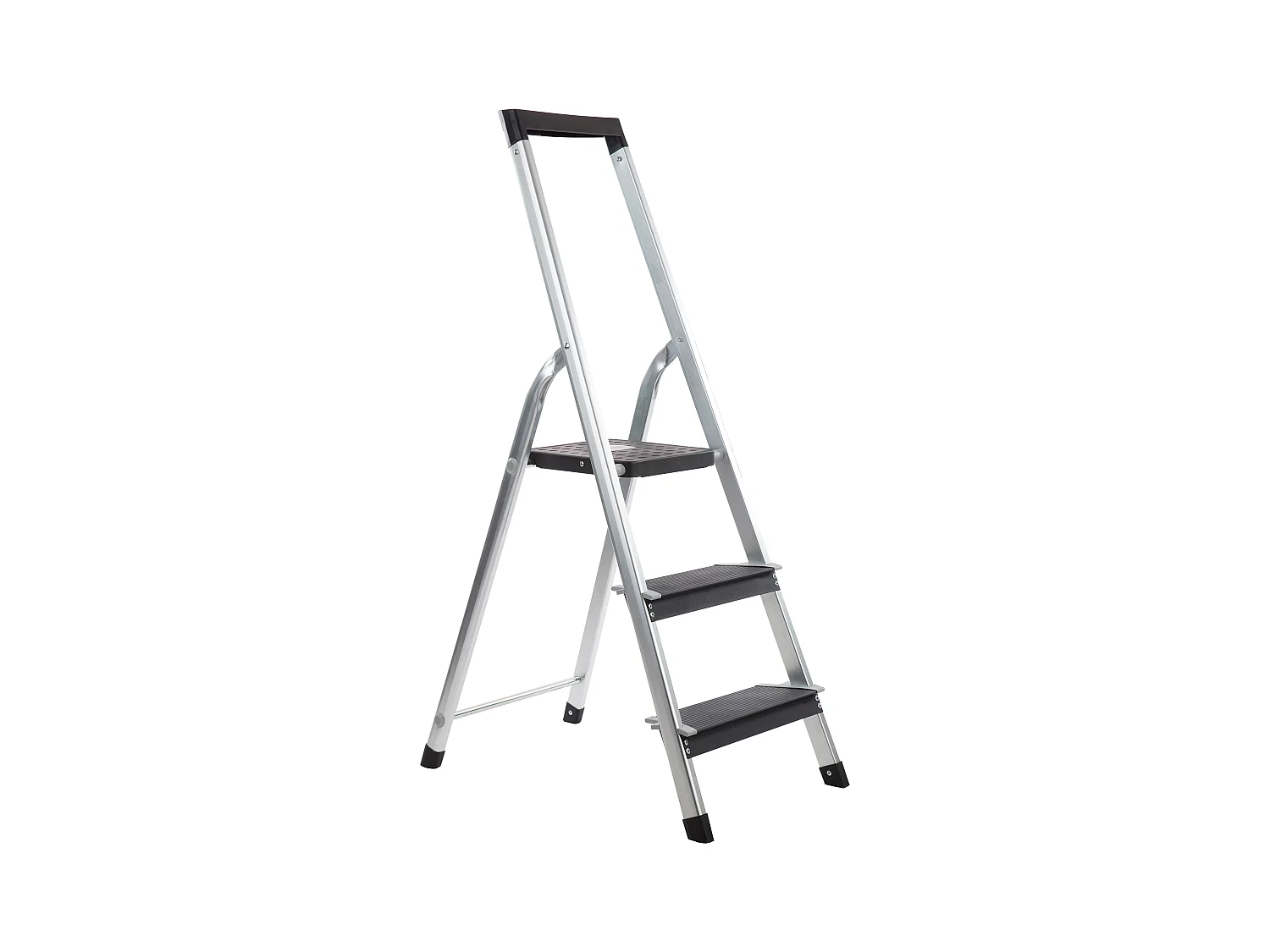 Escabeau 3 marches en aluminium, marches larges 12 cm, hauteur d'accès 2,60 m