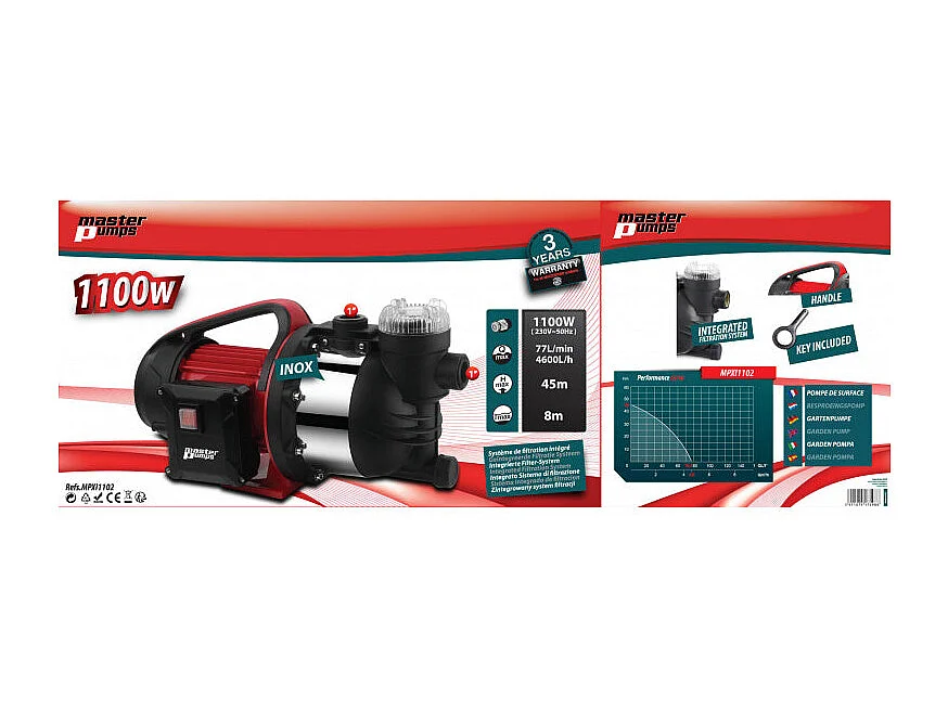 Pompe d'arrosage Inox 1100W - Master Pumps