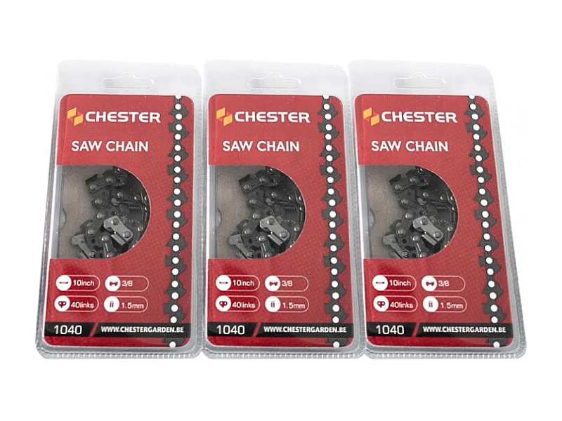 Lot de 3 chaînes 40 maillons pour tronçonneuse élagueuse 25 cm - Chester