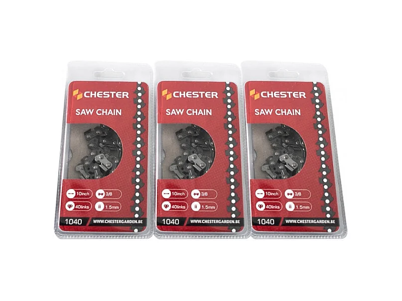 Lot de 3 chaînes 40 maillons pour tronçonneuse élagueuse 25 cm - Chester