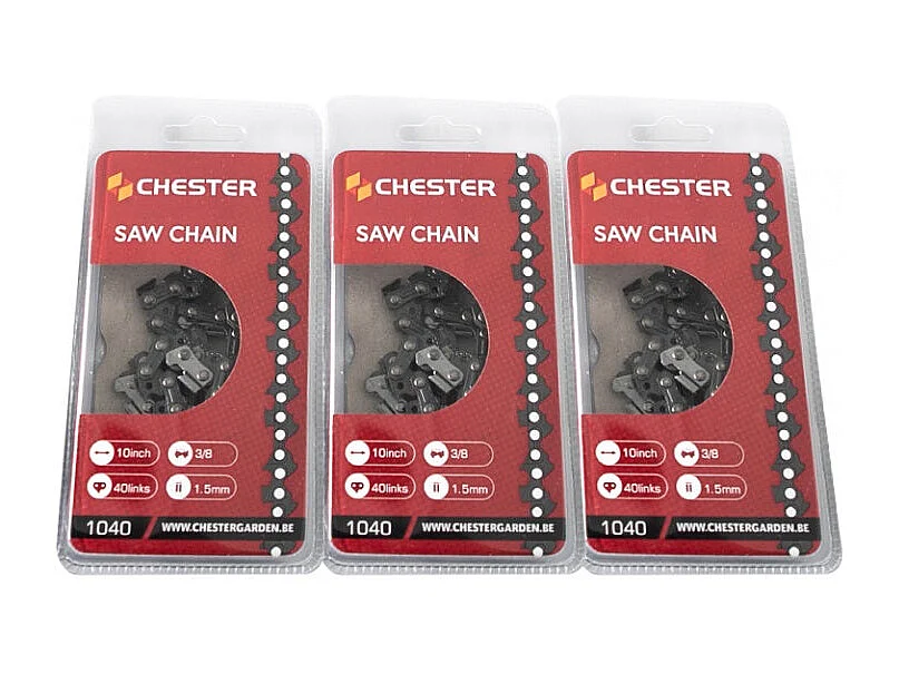 Lot de 3 chaînes 40 maillons pour tronçonneuse élagueuse 25 cm - Chester