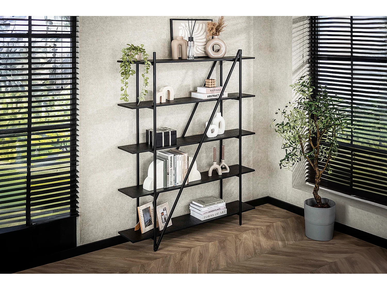 Estantería de pared - Negro Madera - PEARA