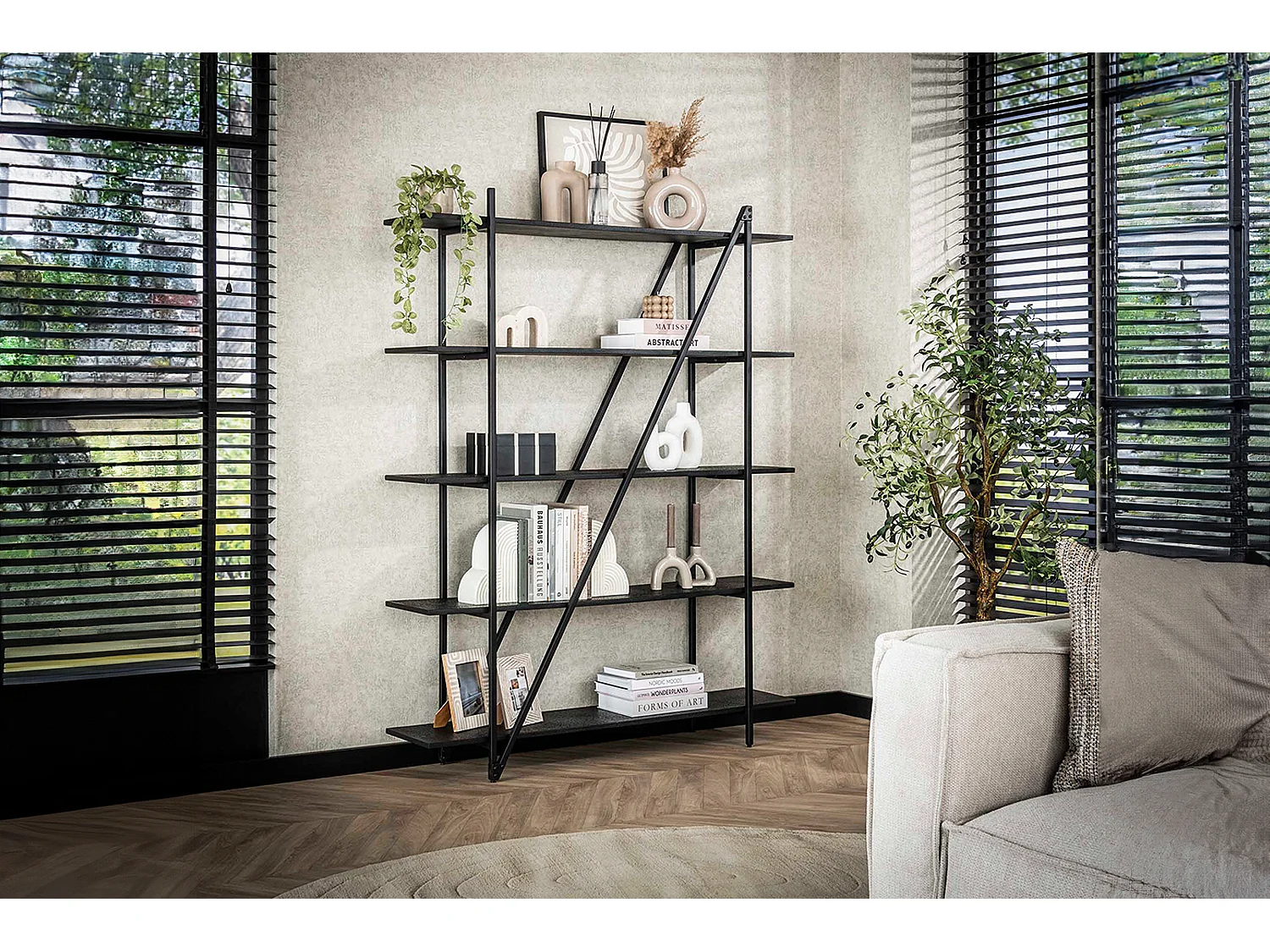 Estantería de pared - Negro Madera - PEARA