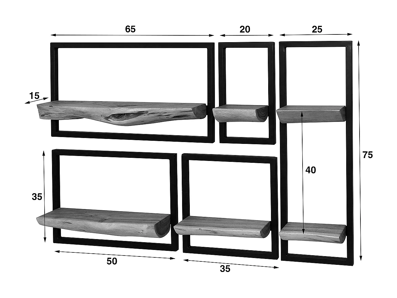 Estantería de pared Set - Madera Madera - ERGEA 