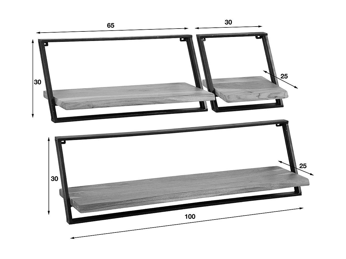 Étagère murale Set - Bois Bois - ADELIA 