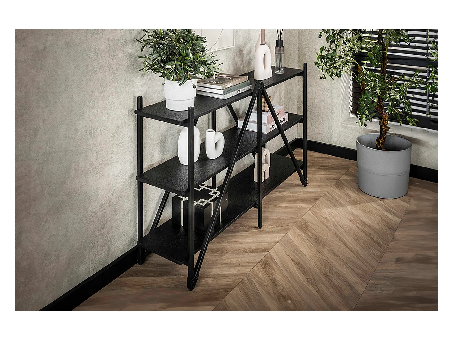 Wandregal - Schwarz Holz - PEARA