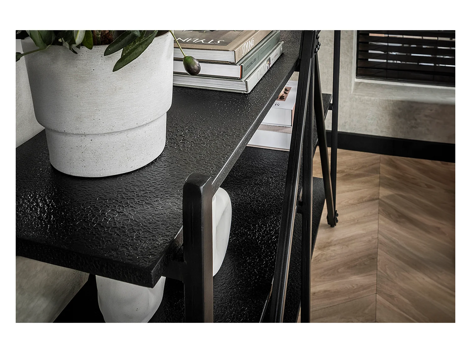 Wandregal - Schwarz Holz - PEARA