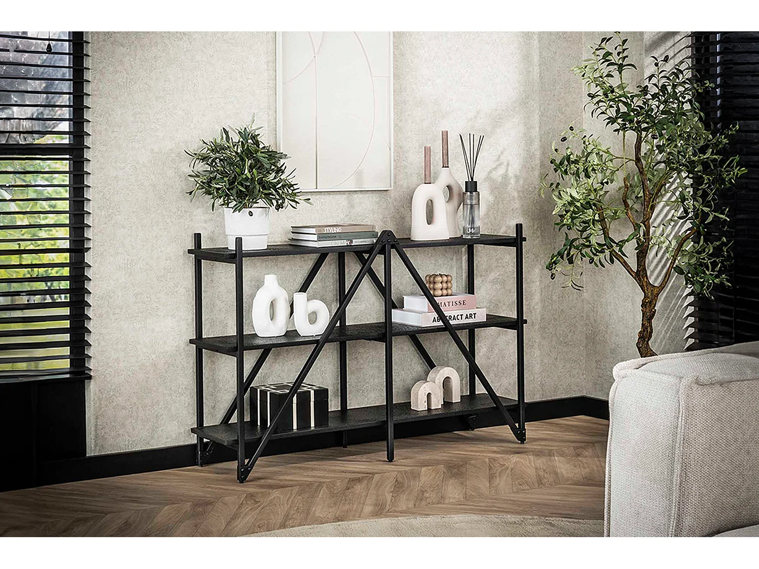 Estantería de pared - Negro Madera - PEARA