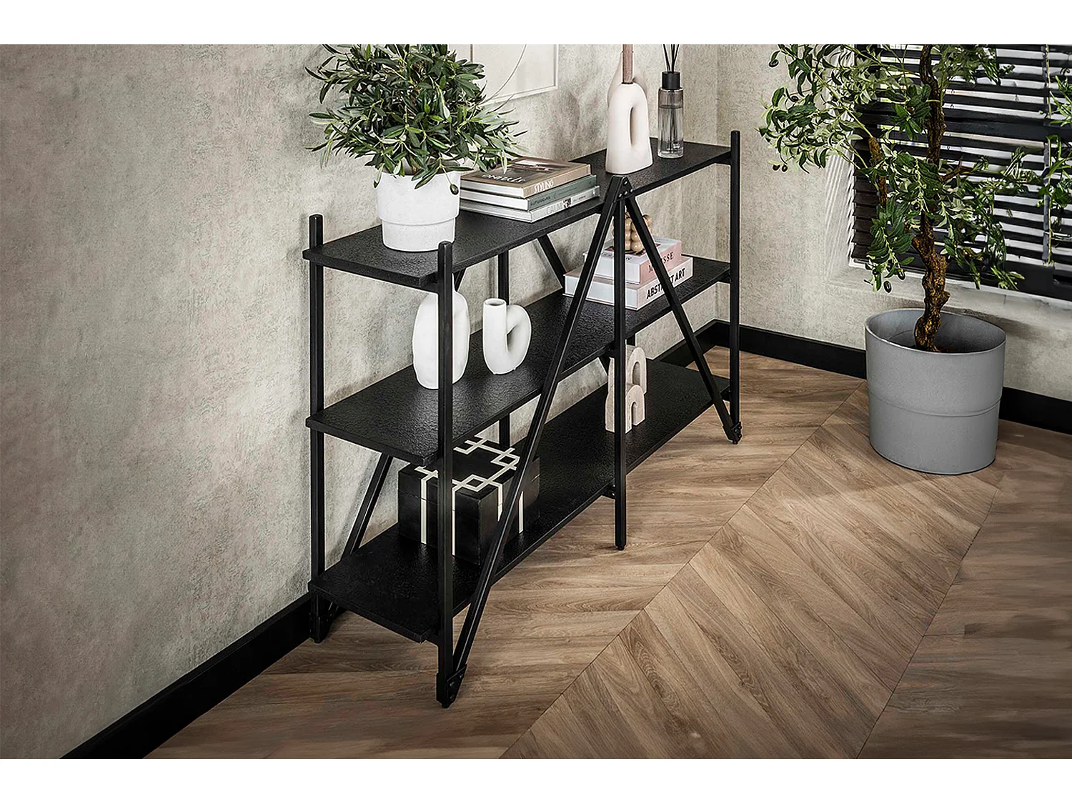 Estantería de pared - Negro Madera - PEARA