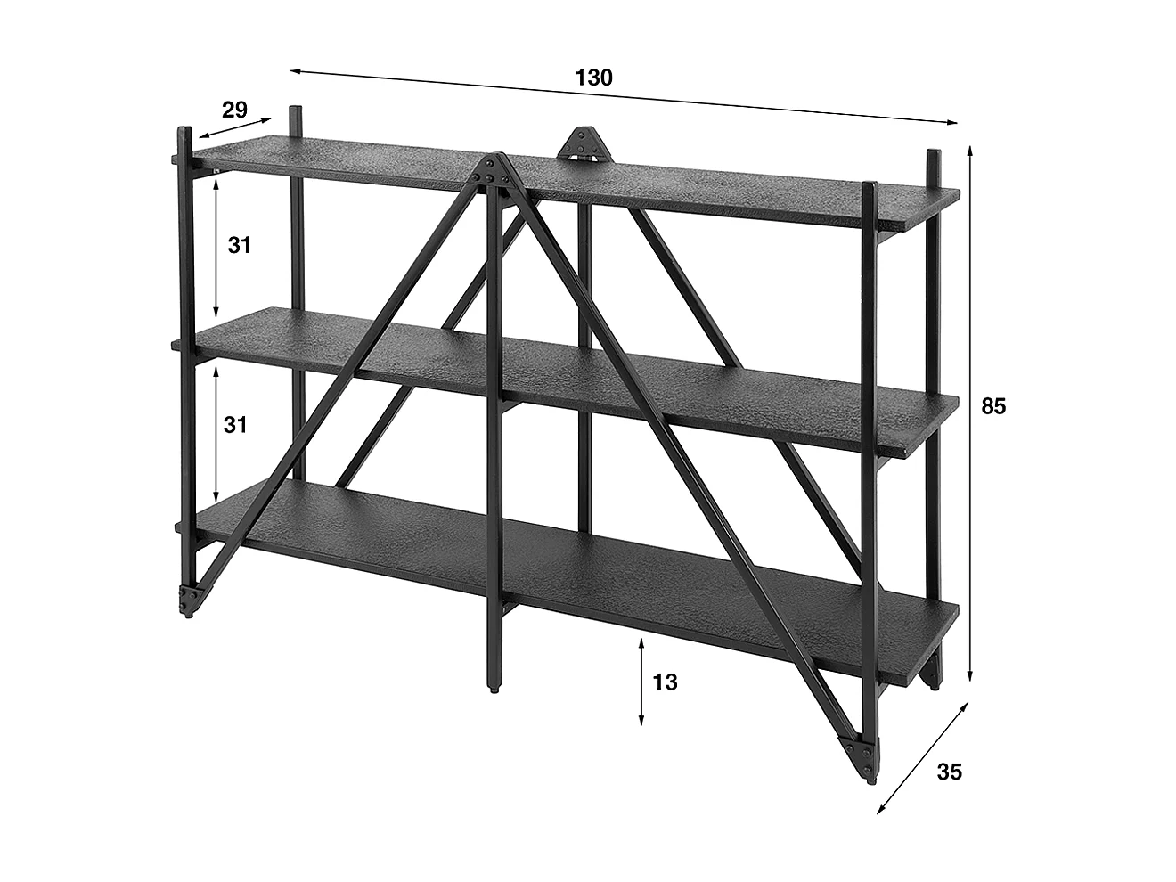 Estantería de pared - Negro Madera - PEARA