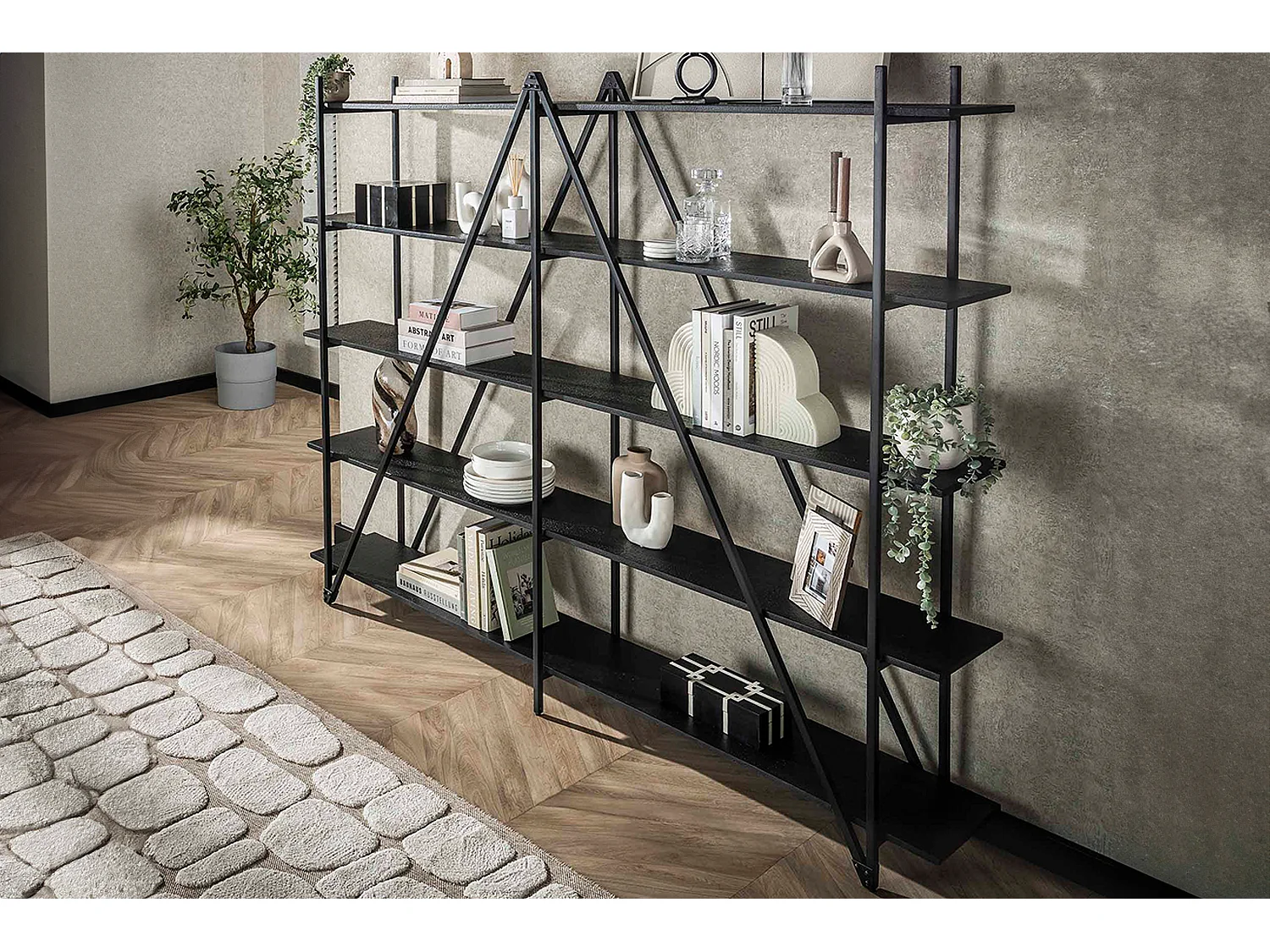 Estantería de pared - Negro Madera - PEARA