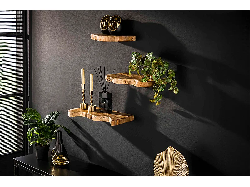 Estantería de pared Set - Madera Madera - KURA 