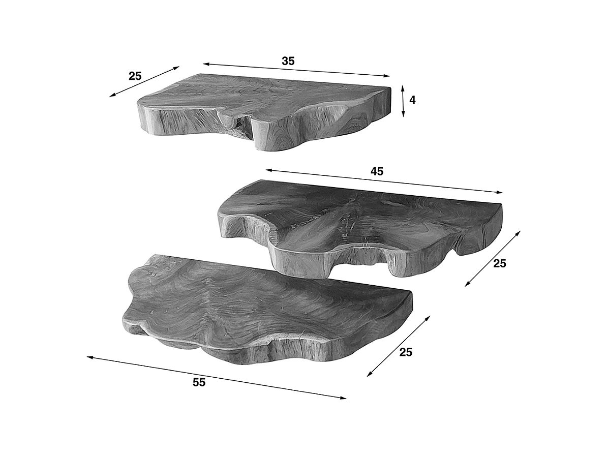 Wandregal Set - Holz Holz - KURA 