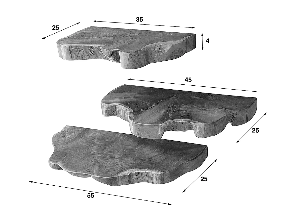 Étagère murale Set - Bois Bois - KURA 