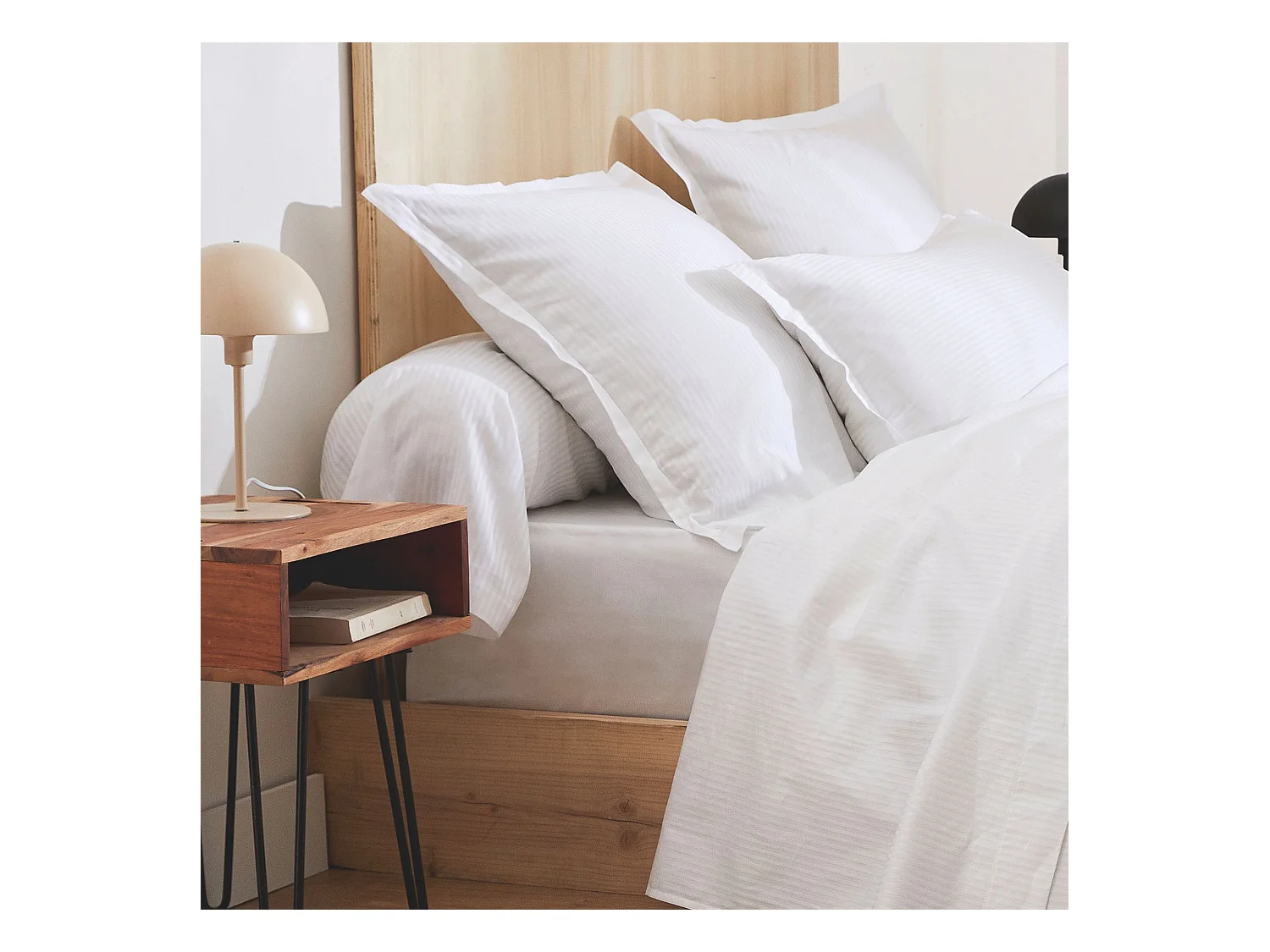 Drap housse 100% satin 140x190 blanc - Tradilinge