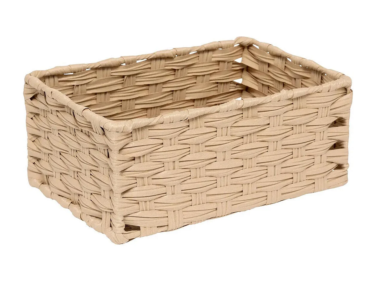 Lot de 3 Paniers de Rangement Hauts "Tressé" 30cm Naturel