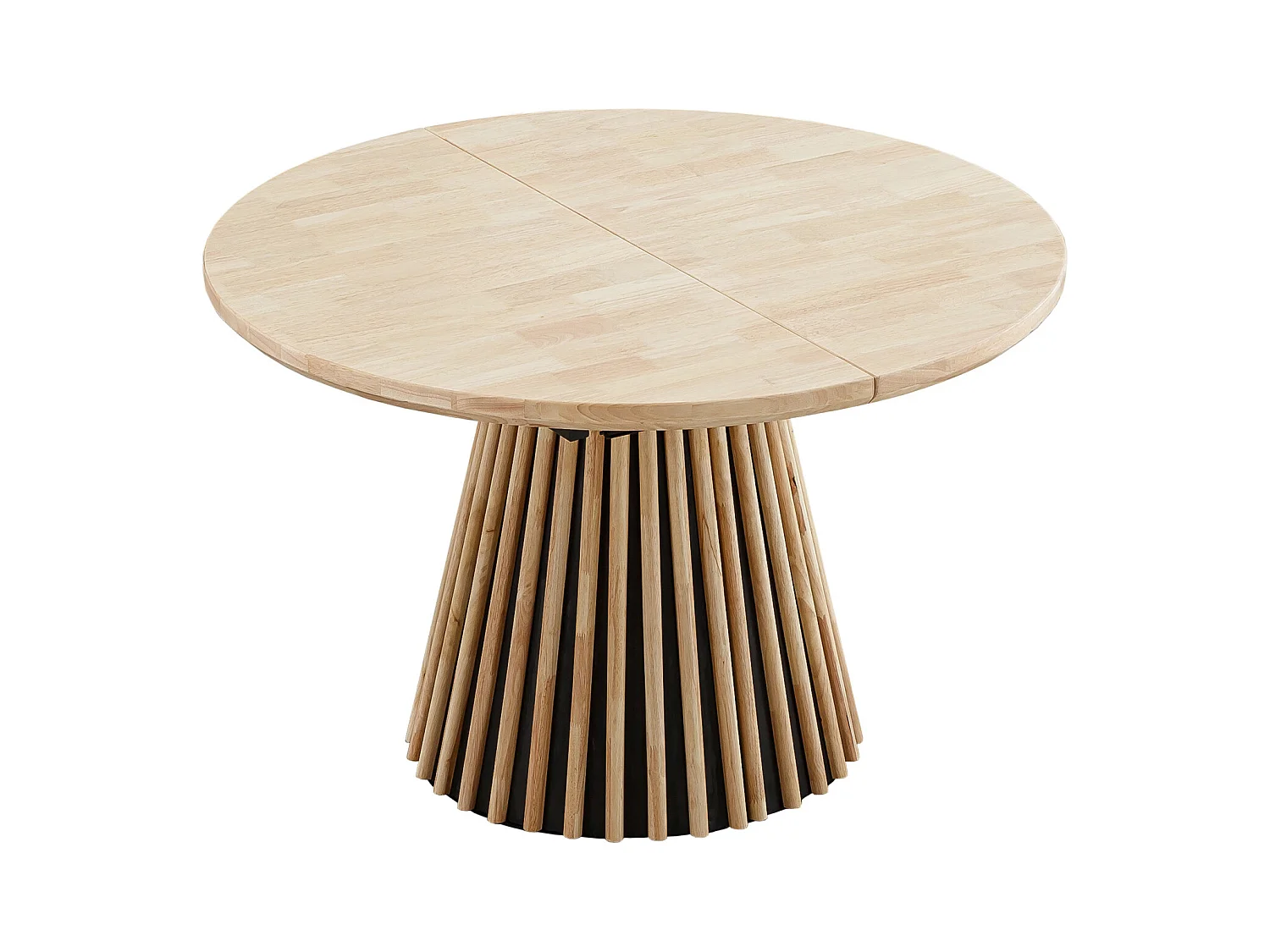 Table à manger ronde, table de repas extensible coloris Chêne naturel - Longueur 120 - 160 - 200 x Largeur 120 x Hauteur 76 cm