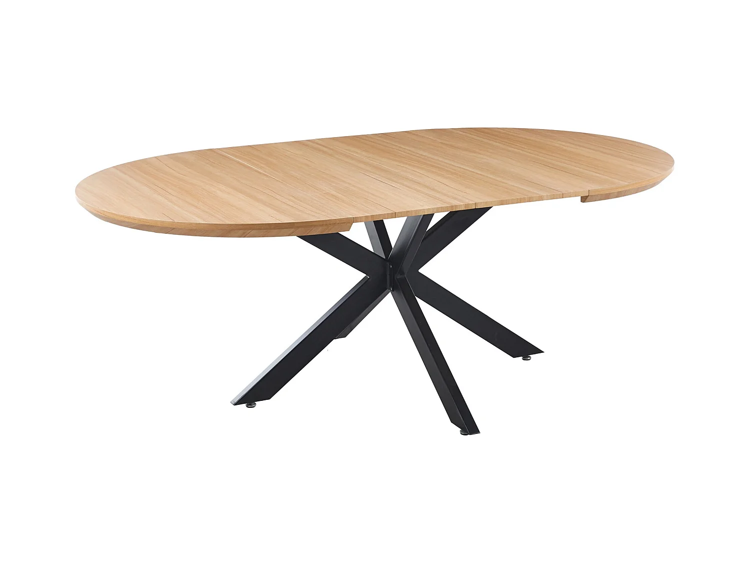 Table à manger ronde extensible coloris chêne/Noir - Longueur 130-170-210 x Hauteur 76 cm