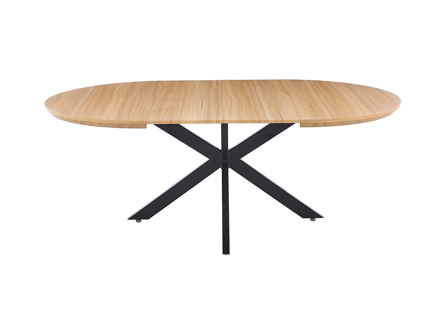 Table à manger ronde extensible coloris chêne/Noir - Longueur 130-170-210 x Hauteur 76 cm