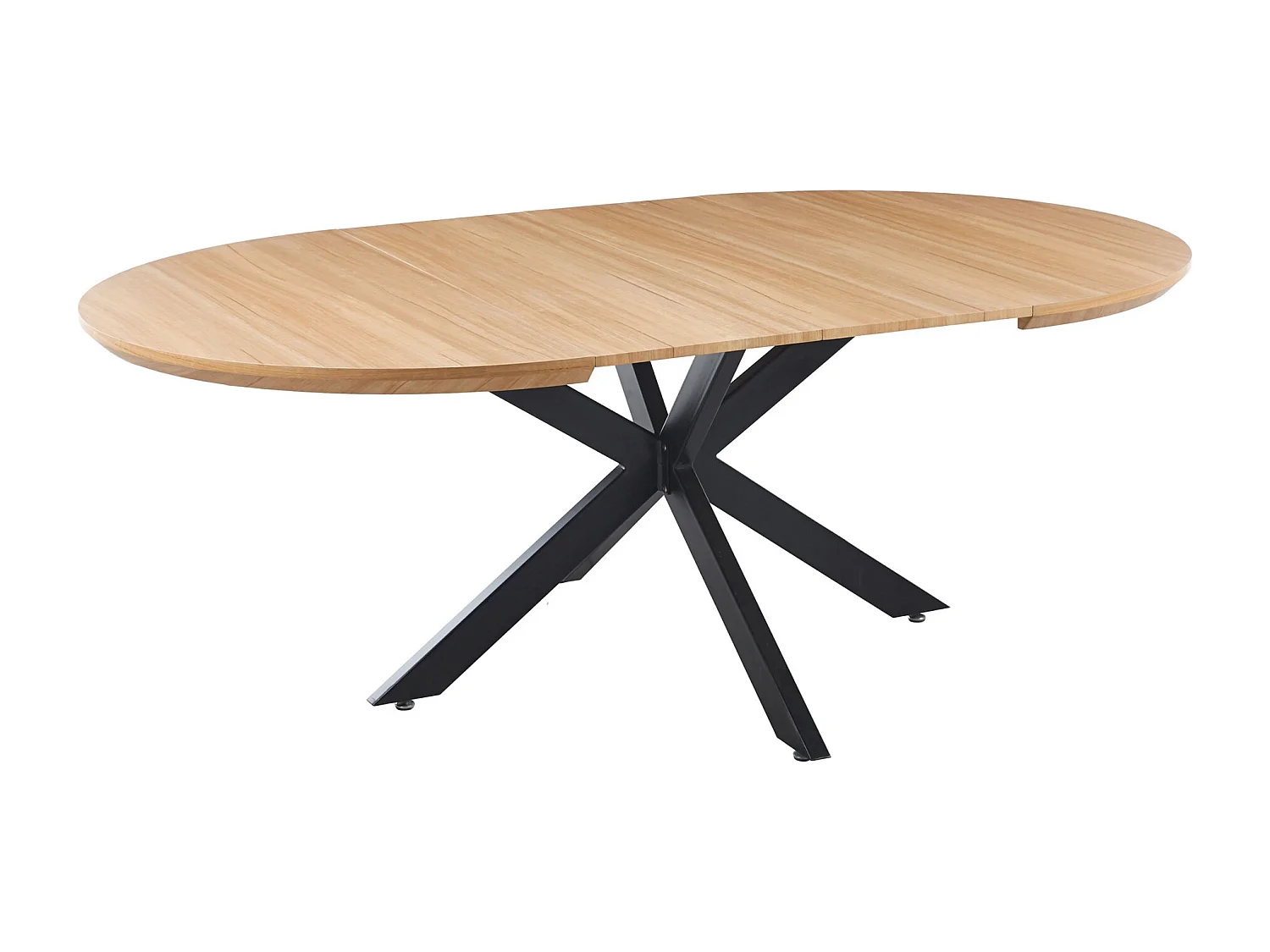 Table à manger ronde extensible coloris chêne/Noir - Longueur 130-170-210 x Hauteur 76 cm