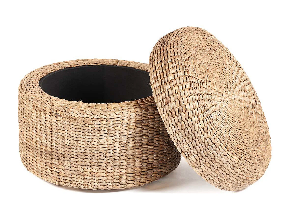 Le Pouf Coffre Rond - Naturel