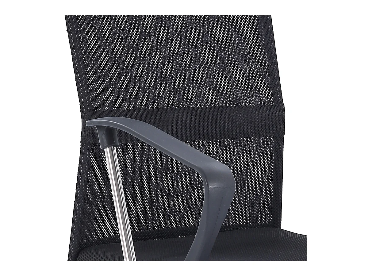 Chaise du bureau pivotante en simili-cuir coloris noir et métal coloris chromé  - Longueur 64 x profondeur 64 x hauteur 114-122 cm