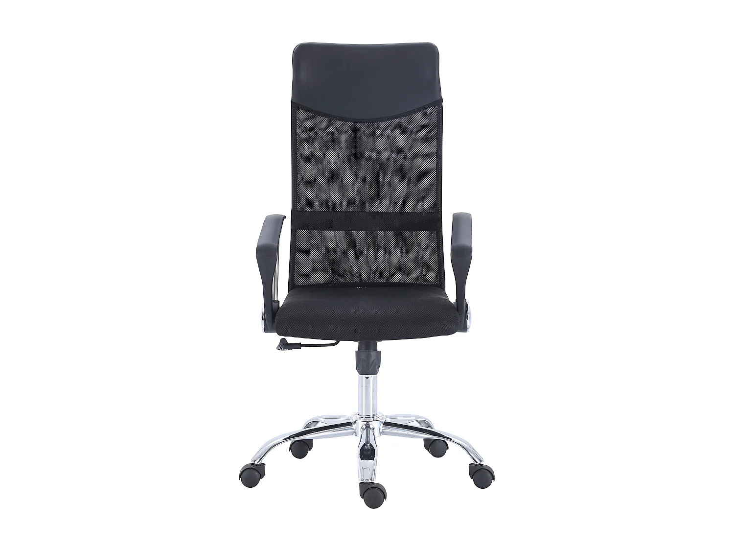 Chaise du bureau pivotante en simili-cuir coloris noir et métal coloris chromé  - Longueur 64 x profondeur 64 x hauteur 114-122 cm