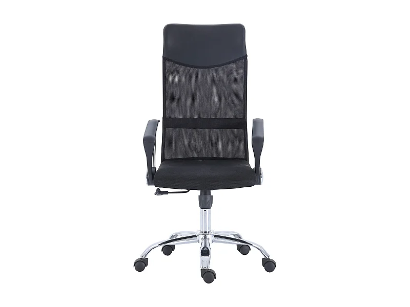 Chaise du bureau pivotante en simili-cuir coloris noir et métal coloris chromé  - Longueur 64 x profondeur 64 x hauteur 114-122 cm