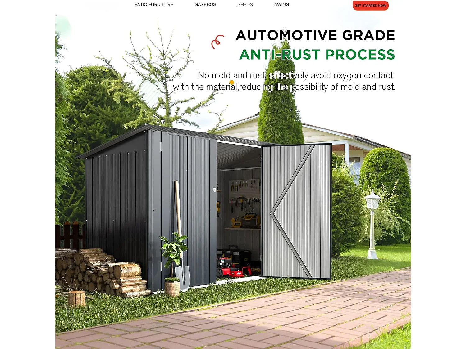 YODOLLA Abri de Jardin en Métal avec 2 Portes pour Vélo - 203 x 97 x 142 CM - Gris