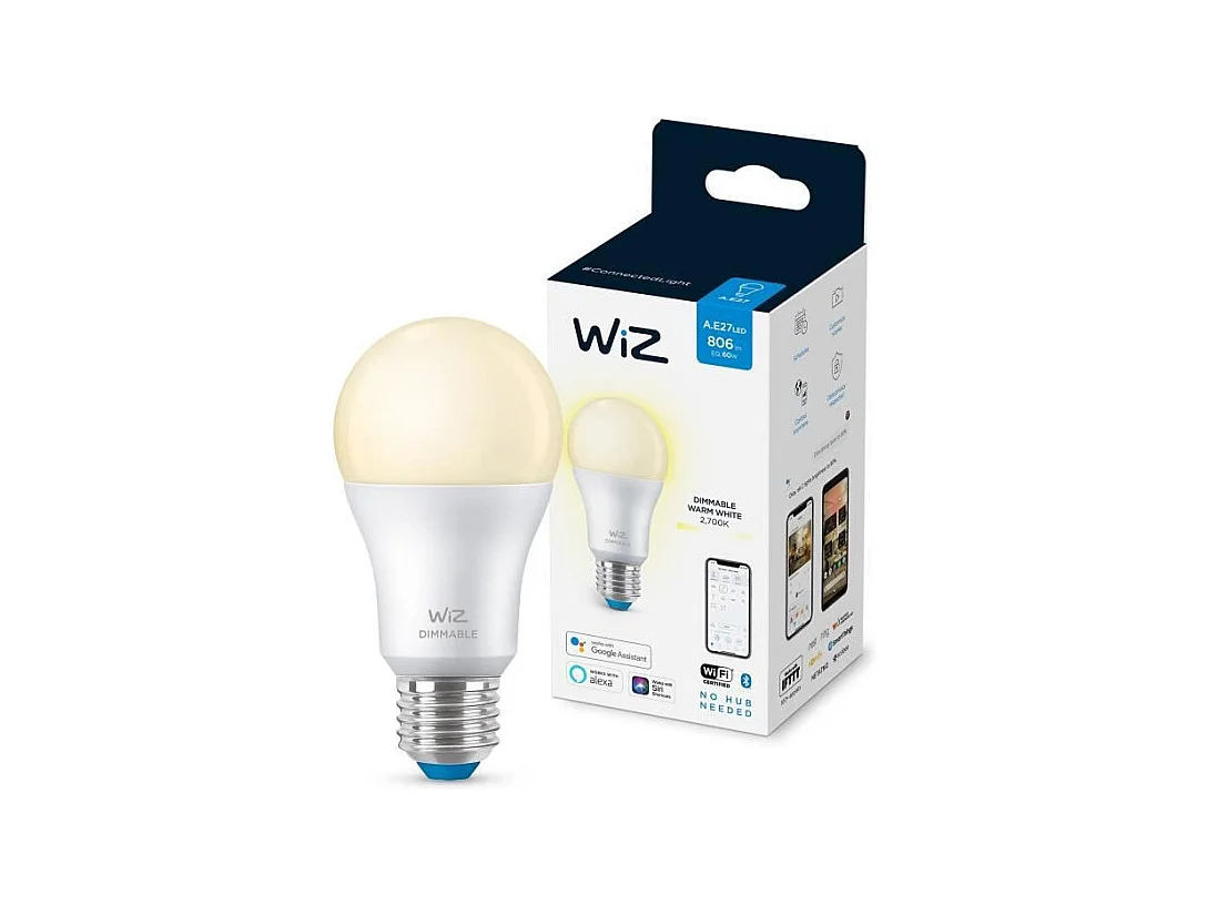 Ampoule LED Intelligente WiFi + Bluetooth E27 806 lm A60 Dimmable WIZ 8W 2700K Blanc chaud
