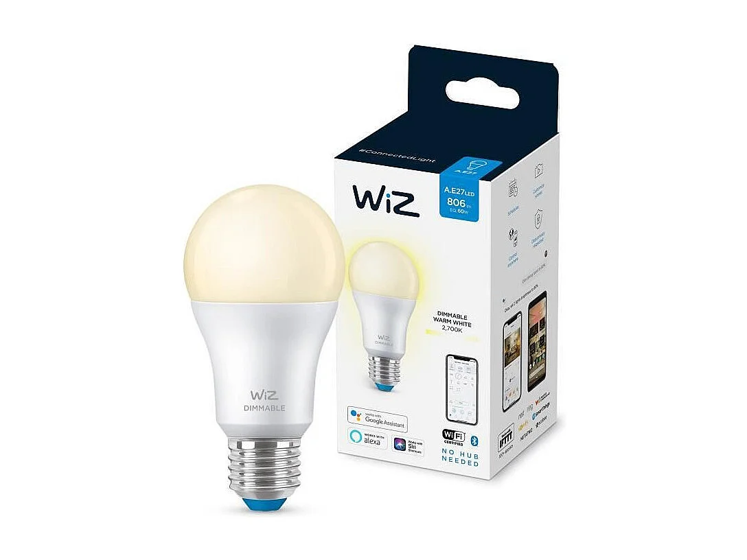 Ampoule LED Intelligente WiFi + Bluetooth E27 806 lm A60 Dimmable WIZ 8W 2700K Blanc chaud