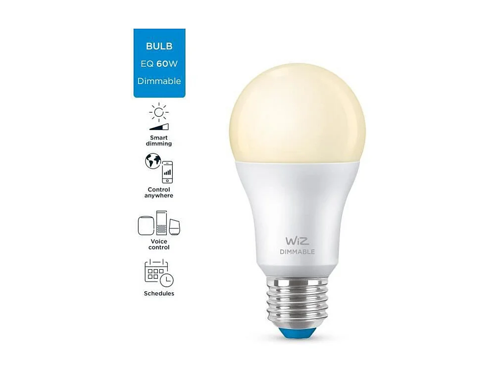 Ampoule LED Intelligente WiFi + Bluetooth E27 806 lm A60 Dimmable WIZ 8W 2700K Blanc chaud