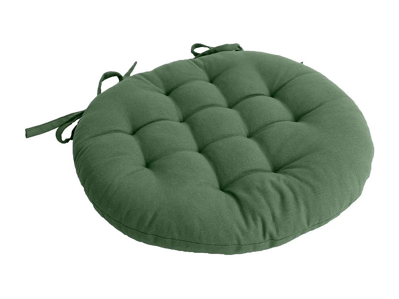 Galette de Chaise Piquée Uni "Panama" 38cm Vert Argile