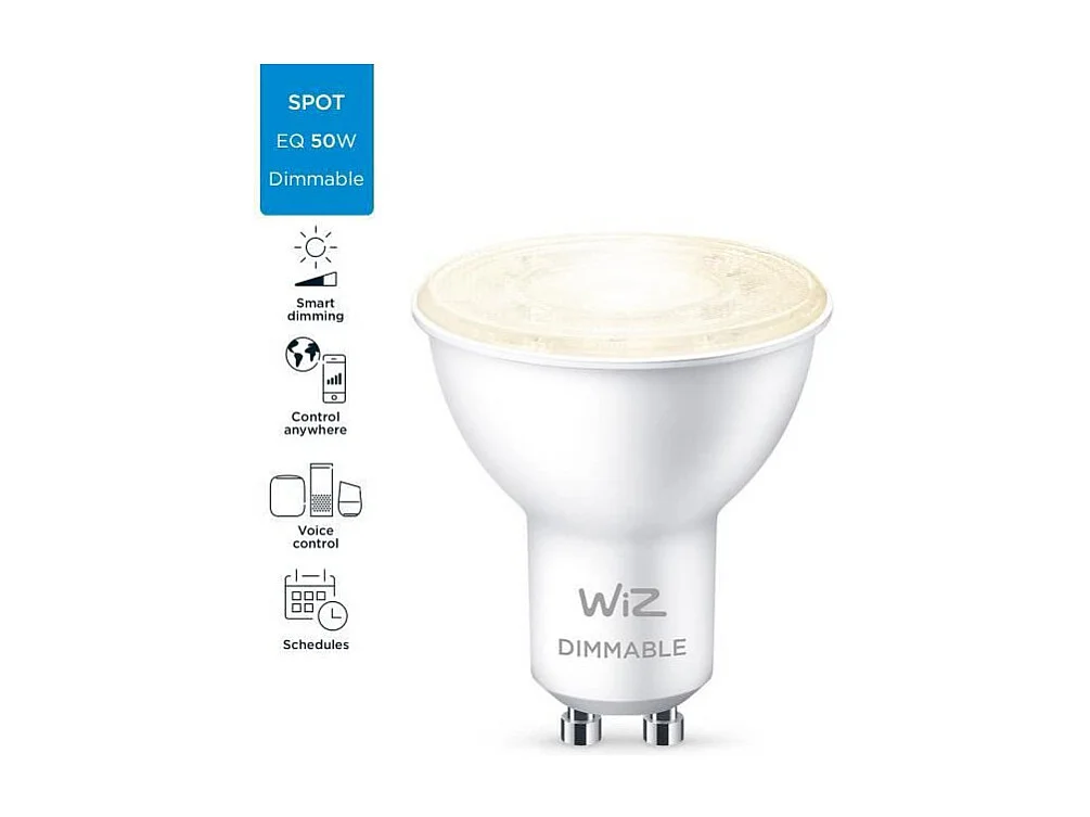 Ampoule LED Intelligente WiFi + Bluetooth GU10 400 lm PAR16 Dimmable WIZ 4.9W 2700K Blanc chaud