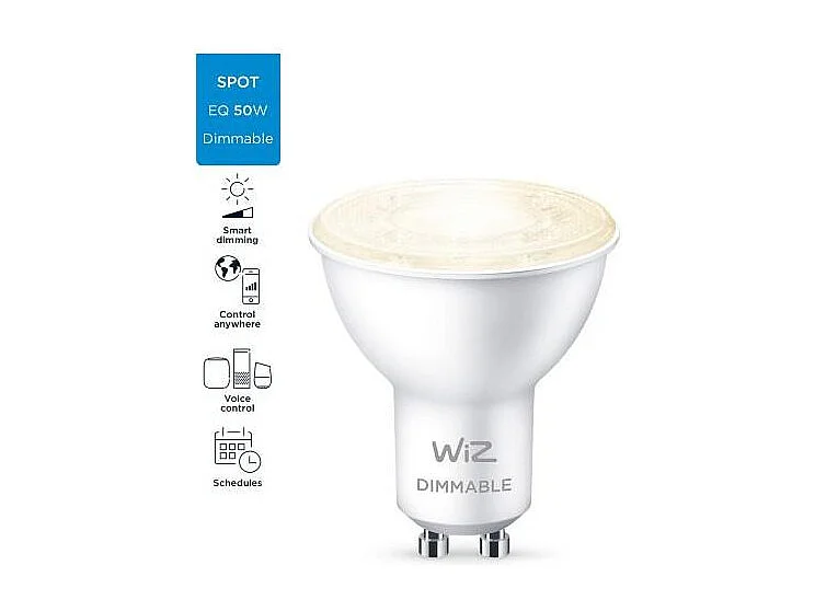 Ampoule LED Intelligente WiFi + Bluetooth GU10 400 lm PAR16 Dimmable WIZ 4.9W 2700K Blanc chaud