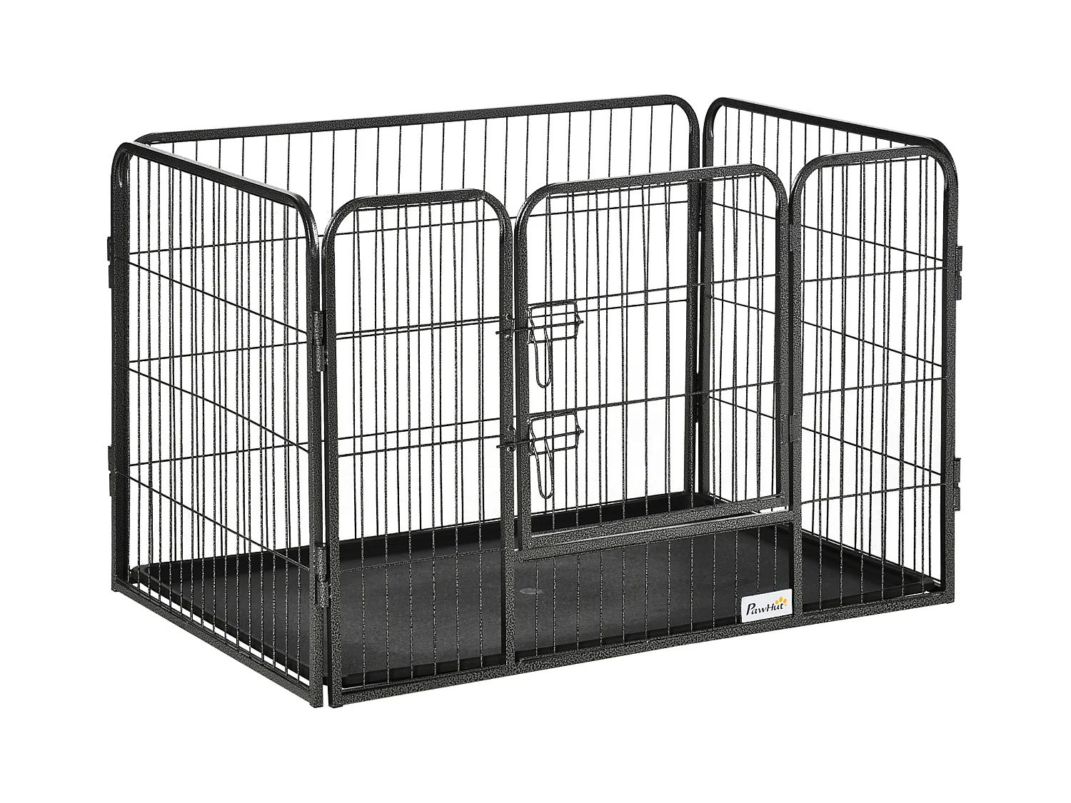 Box per cani in metallo con porta e vassoio sul fondo 125x78x80cm grigio