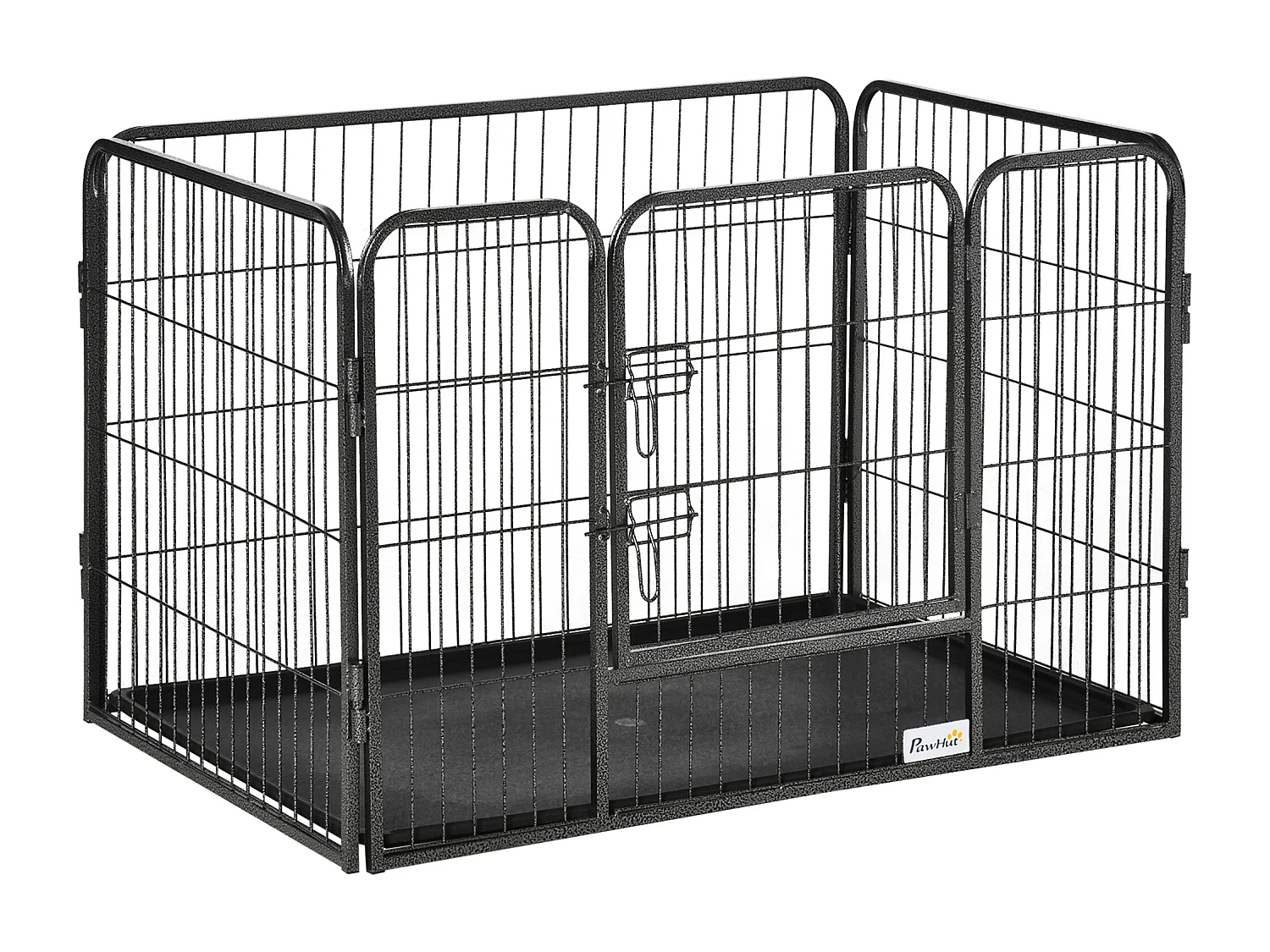 Box per cani in metallo con porta e vassoio sul fondo 125x78x80cm grigio