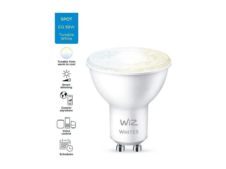 Ampoule LED Intelligente WiFi + Bluetooth GU10 400 lm PAR16 CCT Dimmable WIZ 4.9W Sélectionnable (chaud-neutre-froid)