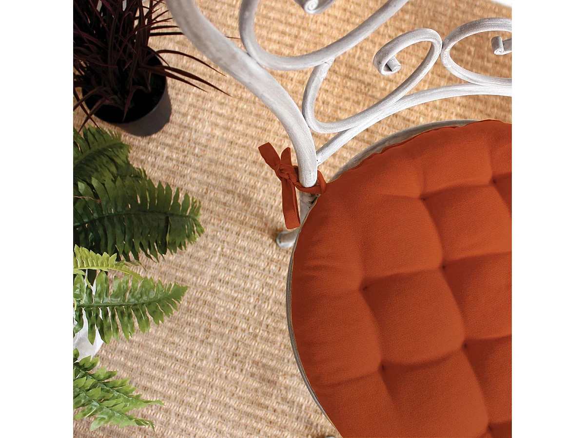 Galette de Chaise Piquée Uni "Panama" 38cm Terracotta