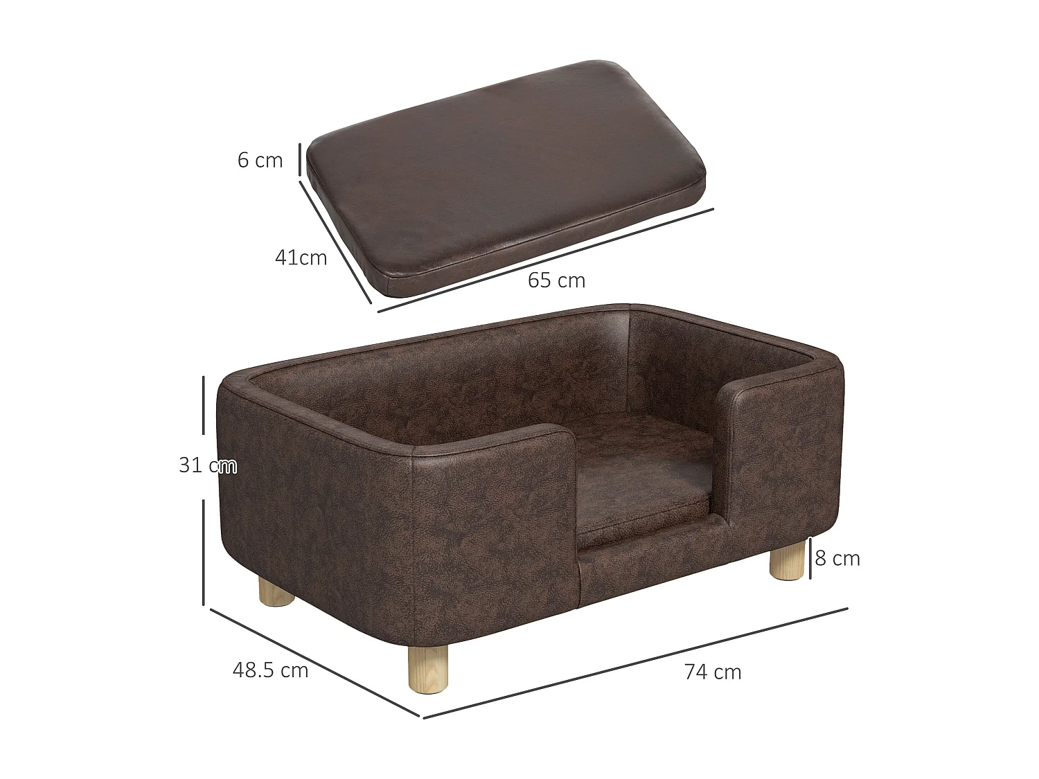 Divanetto per animali cuscino imbottito rimovibile cane di taglia media piccola