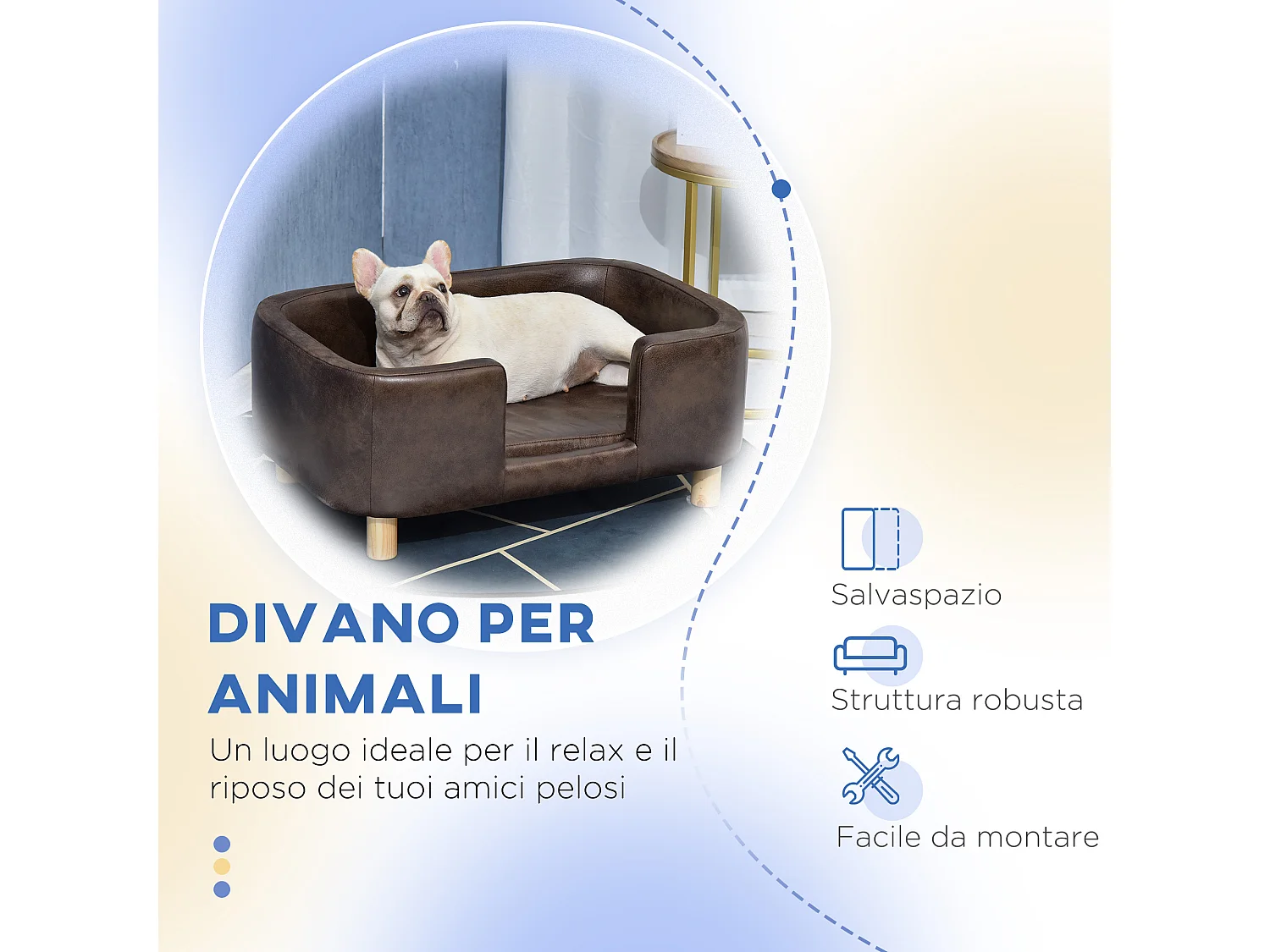 Divanetto per animali cuscino imbottito rimovibile cane di taglia media piccola