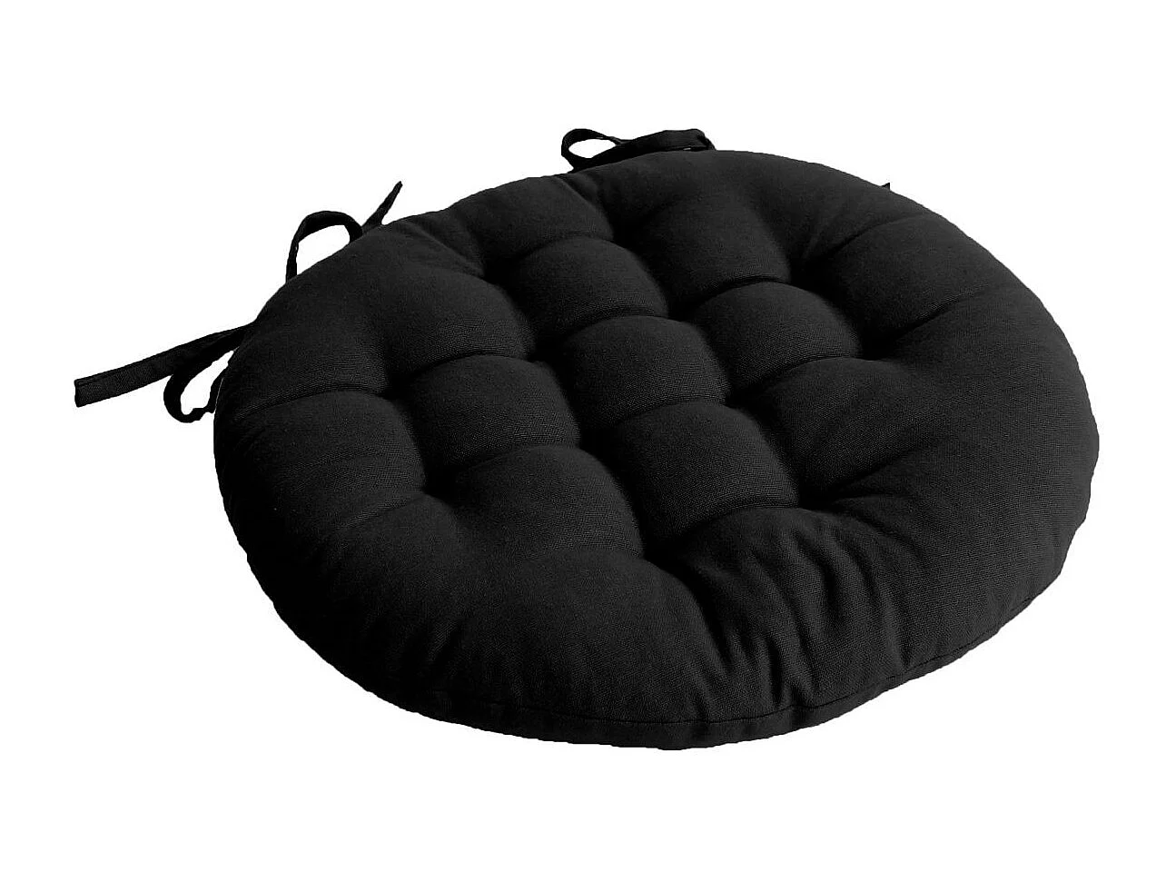 Galette de Chaise Piquée Uni "Panama" 38cm Noir